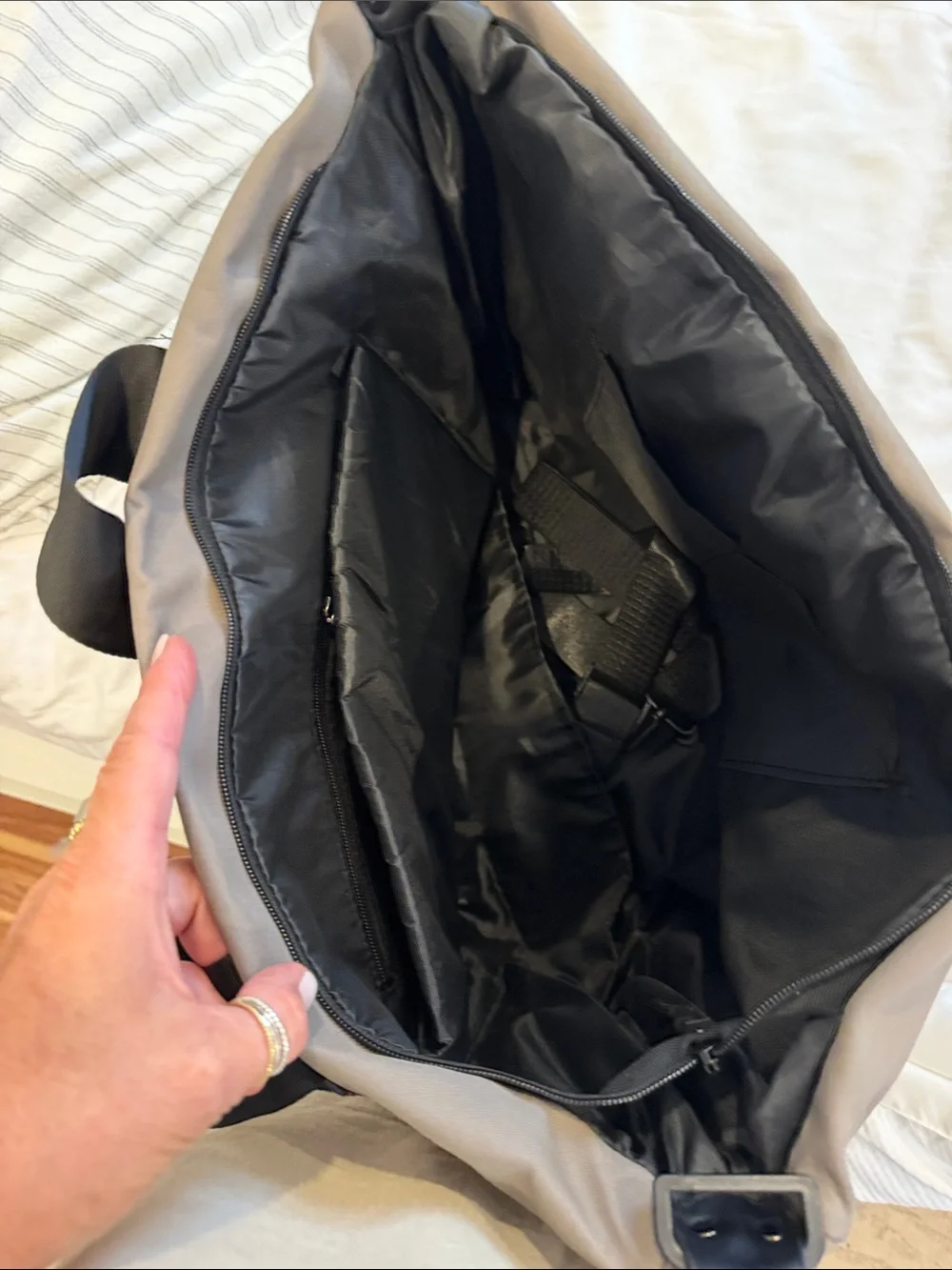 Tote Bag in Taupe with Black Accents